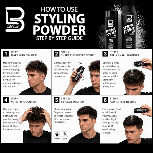 L3 Level 3 Styling Powder - Natural Look Mens Powder - Easy to Apply with No Oil or Greasy Residue (Small - 30 Grams) - Image 6