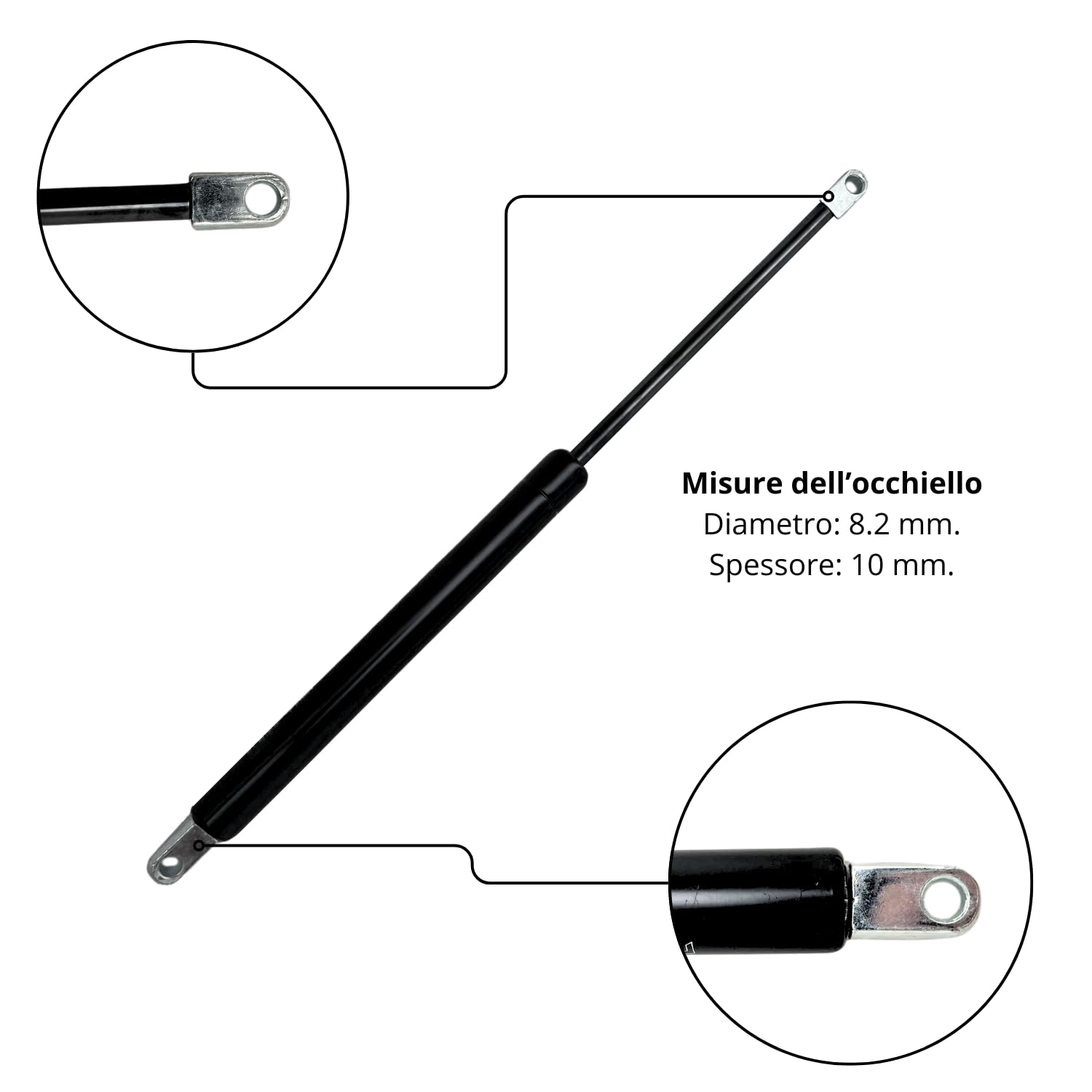 Pistone A Gas Per Letto Contenitore - Attacco A Occhiello, Interasse 415mm, Forza 1000 Newton, Ricambio Originale - Foto 6