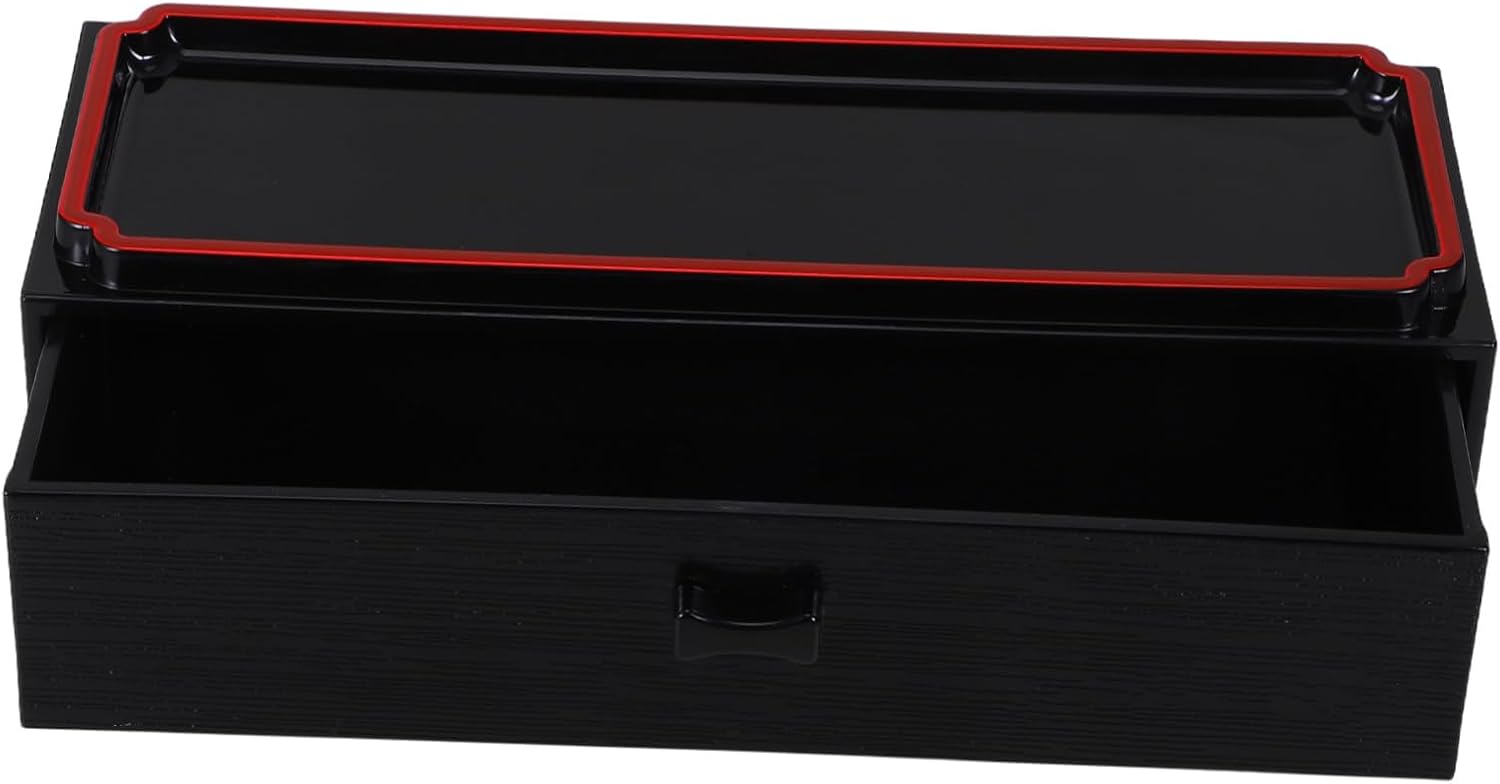 Japanese Style Black Wood Grain Pull-out Chopstick Box for Elegant Tableware Storage Versatile Utensil Organizer for Home Dining Hygienic and Multi-functional Flatware Holder