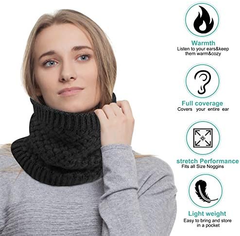 TAGVO Warm Knitted Fleece Lined Neck Warmer, Elastic Scarf Snood, Windproof Soft Thick Neck Gaiter Face Cover for Men and Women, Neck/Ear Warmer for Running Skiing Outdoor Sports - Universal Size
