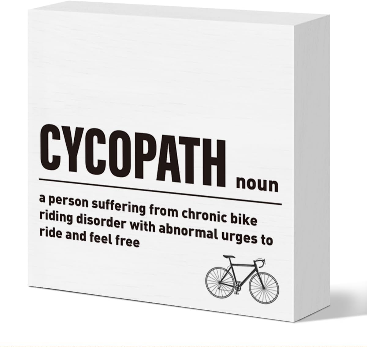 7x7 Inch Bicycle Box Sign Funny Cyclist Desk Decor White Wood