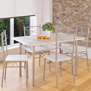 Casaria® Gruppo di Sedute Paul Set 5 Pezzi Tavolo da Pranzo con 4 Sedie Set di Mobili per Sala Cucina Soggiorno Salotto Set da Pranzo Tavoli Sedia