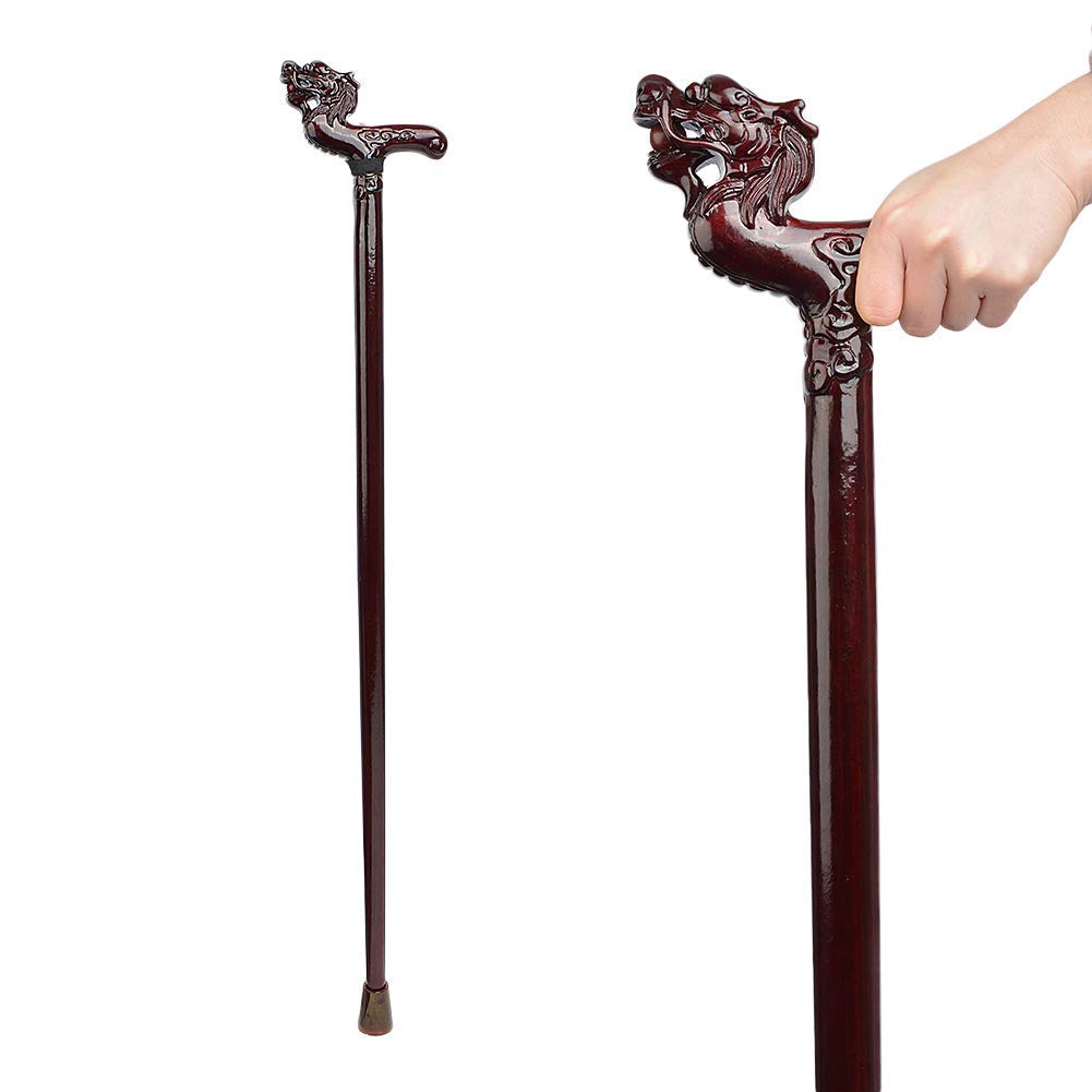WRJY Hand Carved Wooden BUBINGA Walking Lightweight Stick Crutch for Mobility Aid