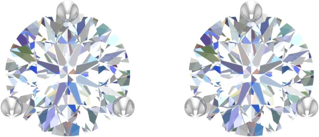 1 Carat Lab-grown Diamond 3-Prong Stud Earrings in 14K Gold (Screw Back) - Image 3