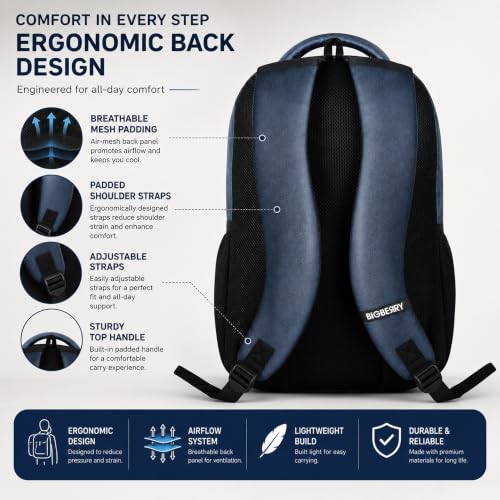 Image of BIGBERRY Newage Classic | Faux Leather Laptop Backpack for Men & Women | 28L Water Resistant Leatherite Bag with Multiple Compartments & Organizer | Travel, Office, College & Casual Backpack, Black