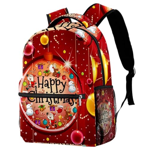Sac à dos d'école rouge Père Noël 29.4x20x40cm pour ado et fille