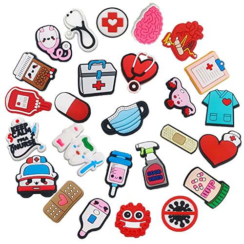 Rebanky 26 Pièces Charmes de Chaussure de PVC Shoe Charms Medical Pins Chaussures pour Décoration Bracelet