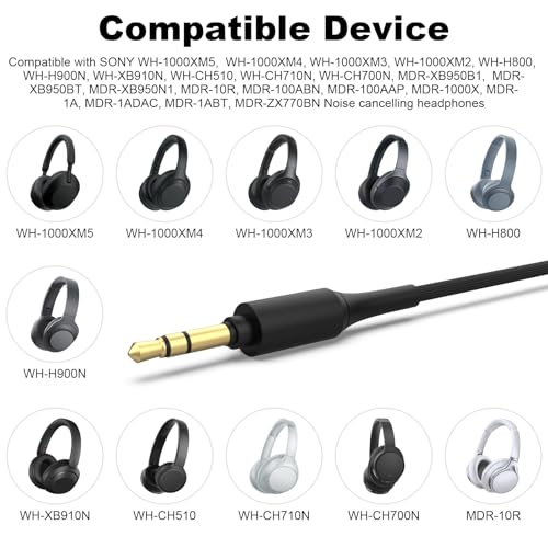 Cable de audio 3.5mm compatible con Sony WH-1000XM4, 5ft miniatura 2