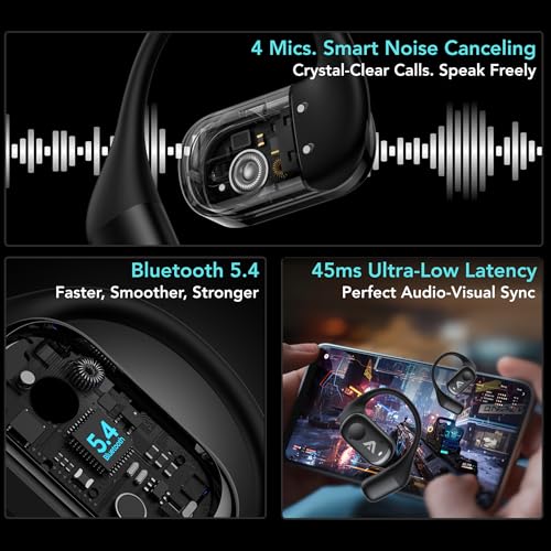 Image of Joy Open-Ear Headphones, Wireless Bluetooth 5.4 Earbuds, Over-Ear Around-Ear Earhook, Sports Fit for Running & Workouts, ENC Clear Calls, HD Sound, App EQ, 40H Battery, IPX4 Sweatproof, Beige
