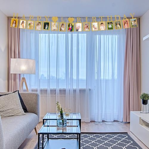 Happy 1st Birthday Photo Banner 1 Year Old Party Decorations, One Birthday Picture Frame Banner First Photo Frame Party Supplies Bunting Decor - image 4