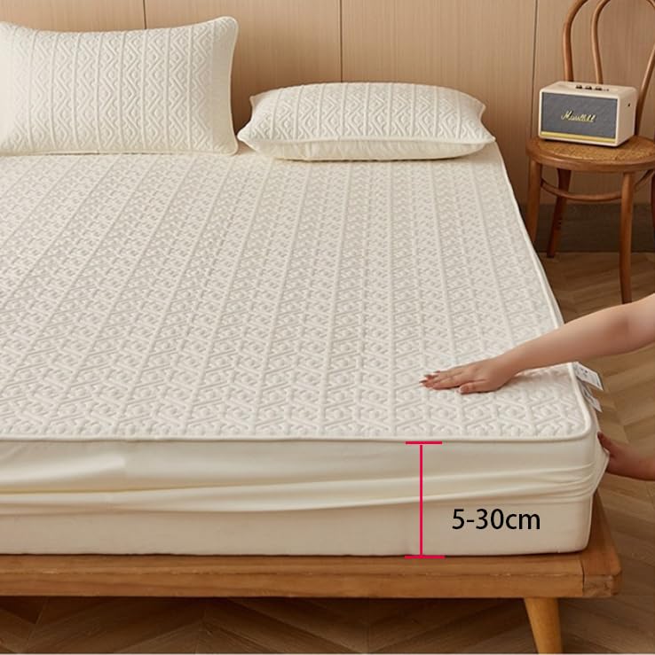 Linge de lit pour Matelas épais,Protège-matelas à sommier tapissier matelassé brossé solide, surmatelas épais pour chambre à coucher, hôtel, famille d'accueil, bleu marine, 200 x 220 cm (3 pièces)