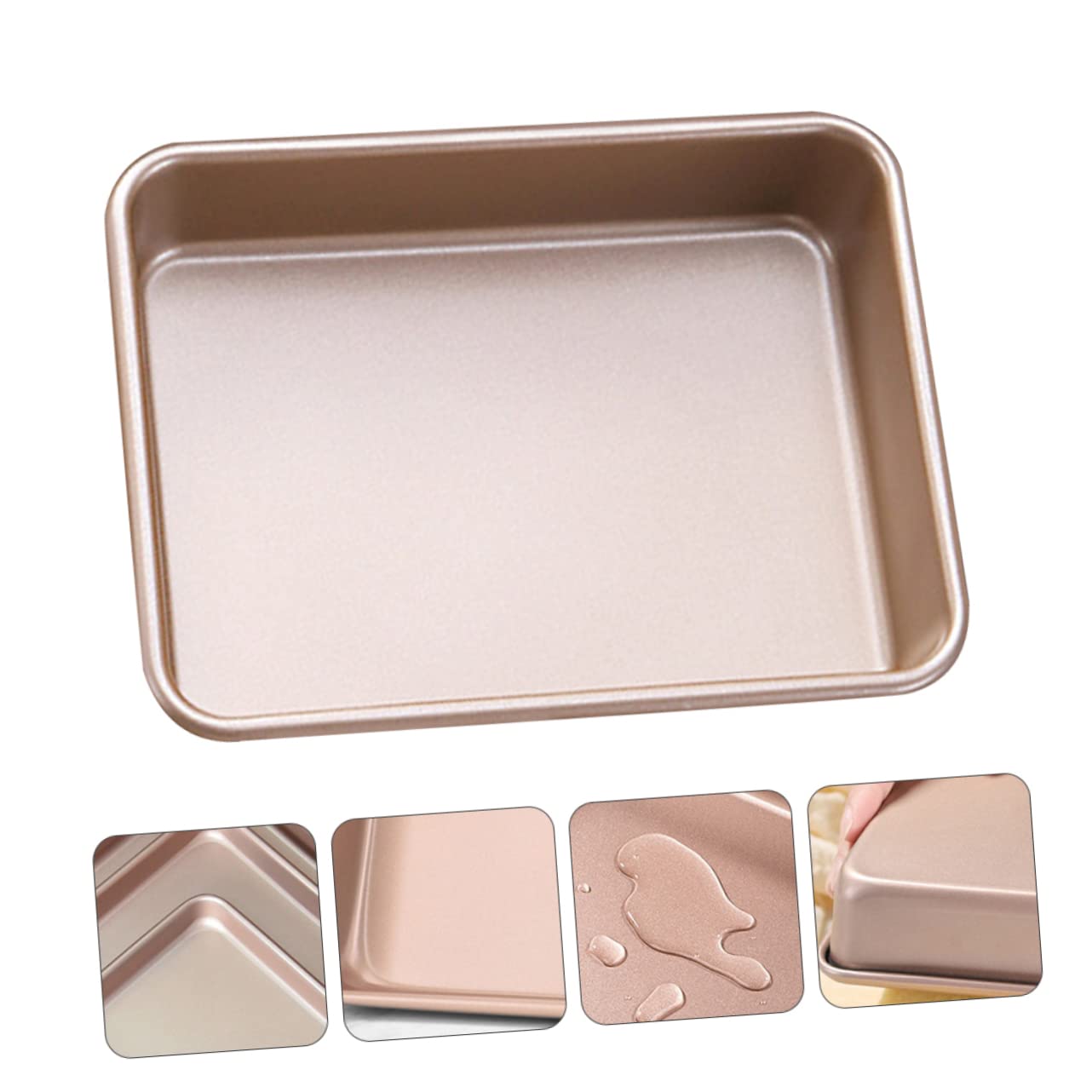 PRETYZOOM Square Non Stick Baking Pan for Home Use Cake Pan with Rounded Corners for Baking Bread and Cakes Resistant and Easy