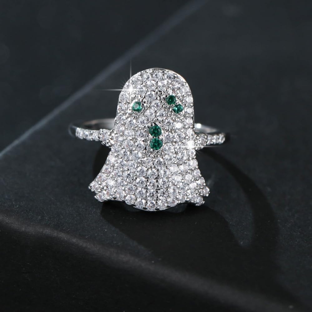 Kokoma Rhinestone Ghost Ring for Women Halloween Festive Ring image 4