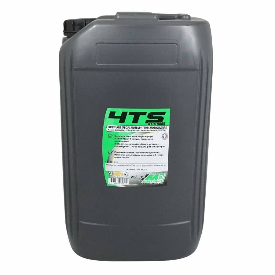 Huile moteur 4 temps Minerva 10W30 pour l'entretien saisonnier de la motoculture en 25L