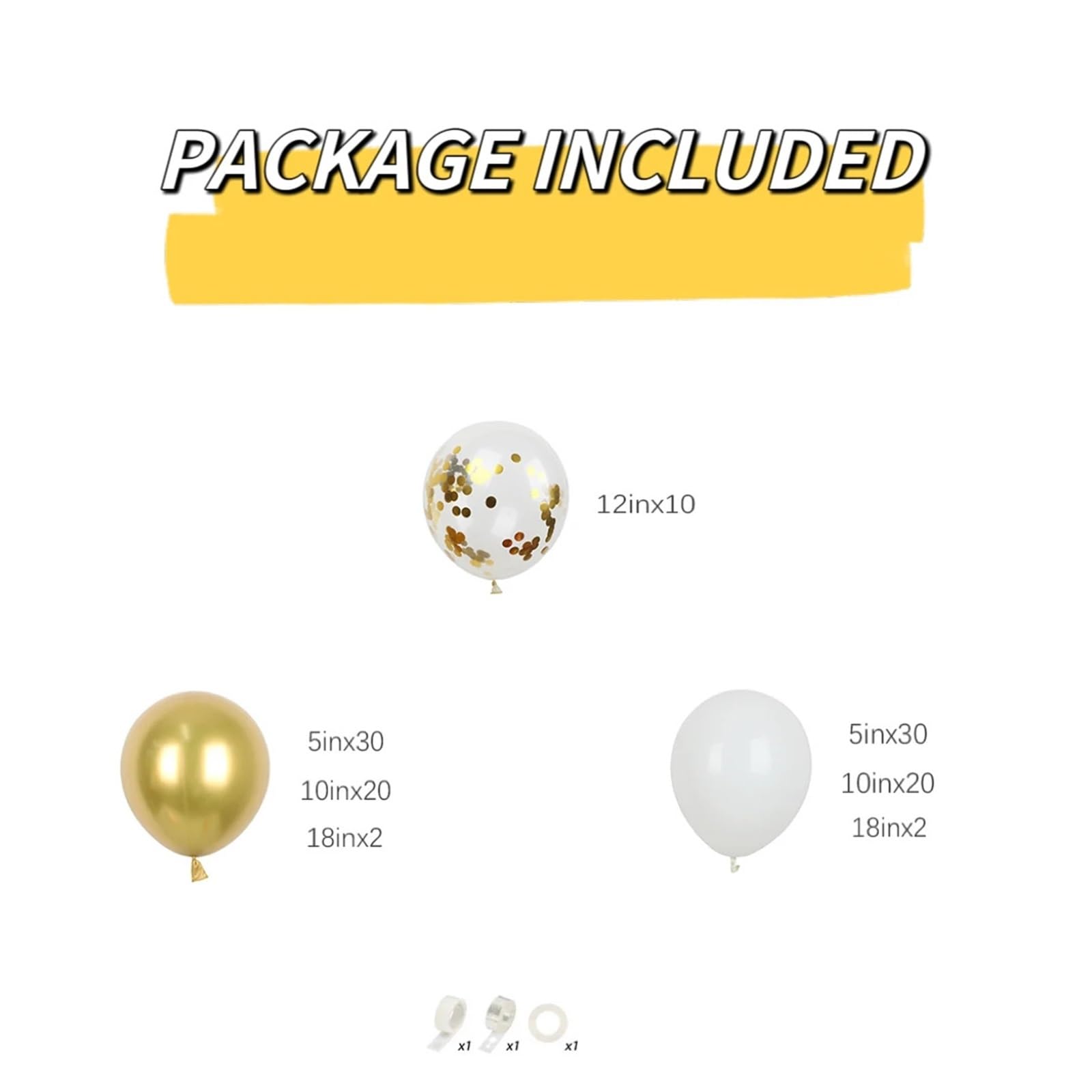 117 Piezas Kit De Guirnaldas Globos Fiesta Confeti Dorado Metálico Blanco Mate for Bodas Cumpleaños Aniversario Ceremonia Graduación Celebración Suministros Decoración Para Fiesta