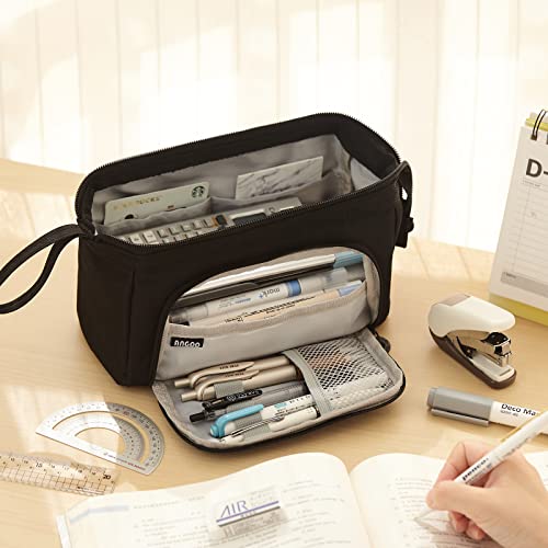 Hvomo Pencil Case Large Capacity Pencil Pouch Handheld Pen Bag Cosmetic Portable Gift For Office School Teen Girl Boy Men Women Adult (Black) #TOP5