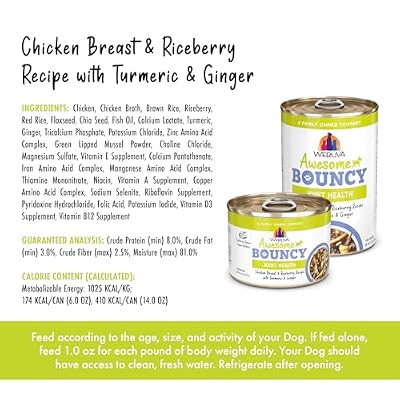 Weruva Awesome Bouncy Wet Dog Food, Chicken & Brown Rice, 6oz Can (Pack of 8)