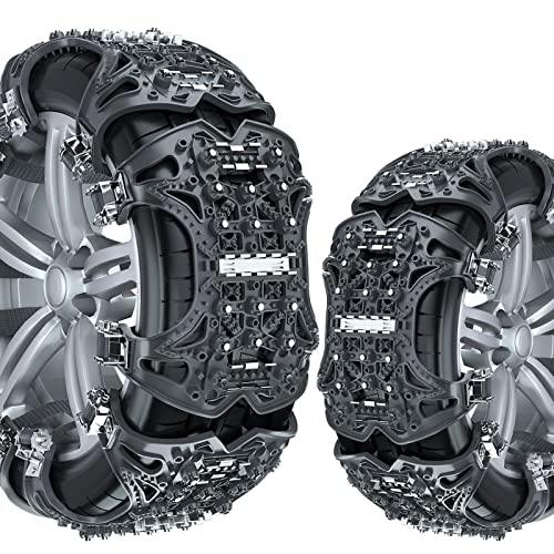Aenamer Schneeketten, 6 Stück Universal Schneeketten für Autoreifen 165mm-285mm, Winter Schneekette für Auto SUV LKW mit Handschuh Schraubenschlüssel Schneeschaufel