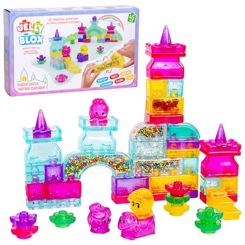 Image of Jelly Blox Classic Castle Set | Includes 45 Pieces | Toddler & Preschool Building Blocks Kids Can Squeeze, Stretch, Squish | MESH ACCREDITED | Safety Tested & Ouch-Free | Sensory Play Toy for Ages 2+