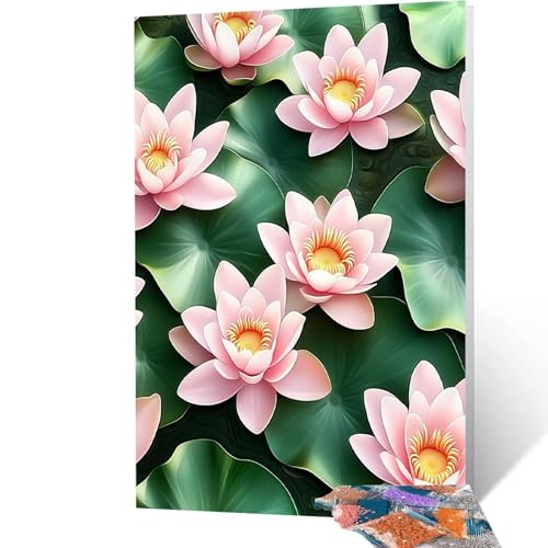 Pintura Diamante Nenúfar Diamond Painting Adultos, 5D Diamond Painting Planta, Cristal Artes Bordado Punto Cruz Dibujos con Diamantes 90x120cm Kit Manualidades Adultos para Decoracion Hogar model-3889