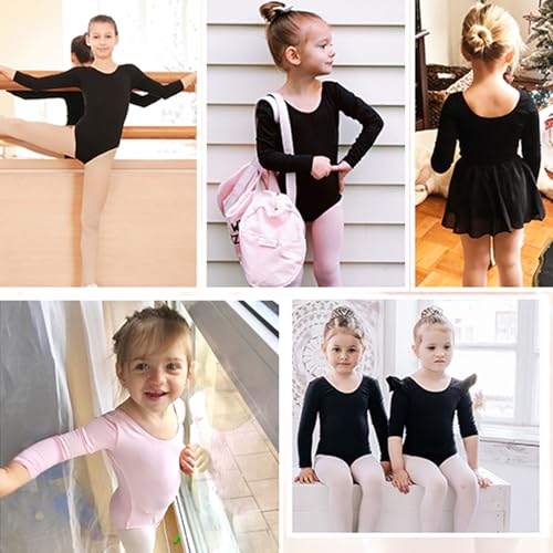 The Fancy Dress® Girls Cotton Stretch Leotards Kids School PE Ballet Dance Gymnastics Full Sleeves Bodysuit (Black, 5-6 Years) - Image 5