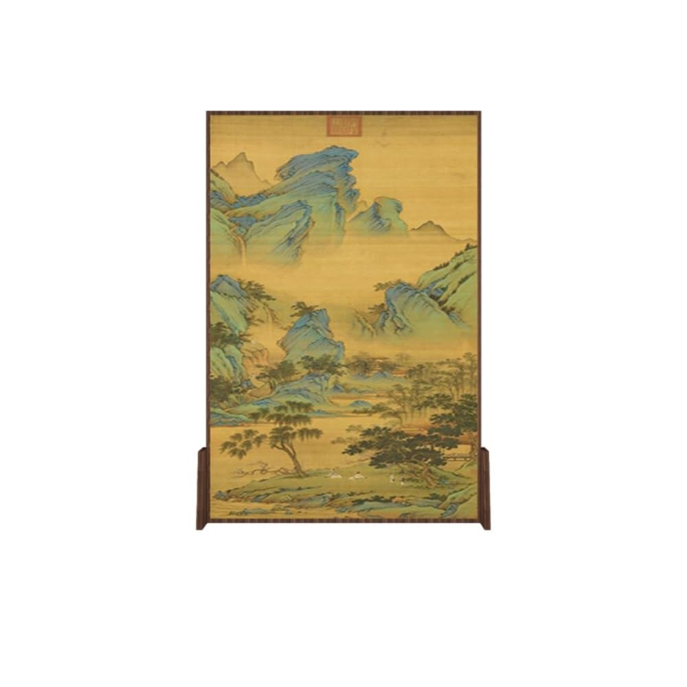 Privacy Screen Retro Landscape Screen Partition Living Room Tea Home Decoration Background Wall Movable Zen Seat Room Divider