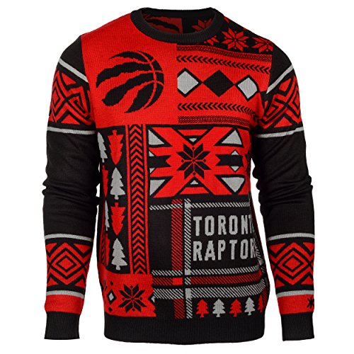 FOCO Toronto Raptors Patches Ugly Crew Neck Sweater Large