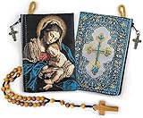 Rosenkranz aus Olivenholz und gewebter Tapisserie-Tasche: Diese Kombination kommt mit einem schönen katholischen Rosenkranz und einem ebenso atemberaubenden Rosenkranz-Beutel mit Reißverschluss mit traditioneller religiöser Kunst auf beiden Seiten. Mit 24 verschiedenen Beuteln zur Auswahl, ist für jeden etwas dabei.