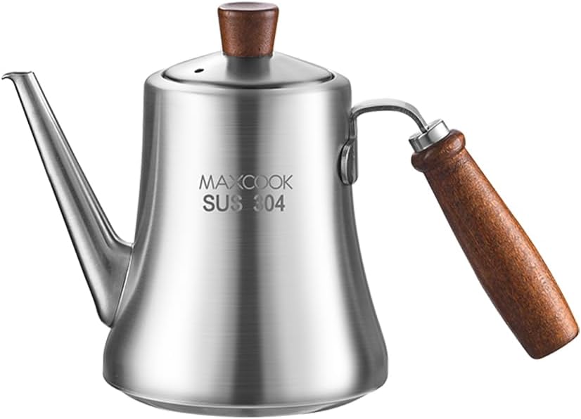 18/8 Stainless Steel Olive Oil Dispenser 1200ml/40.5oz Drip-Free Pouring Oil Pot Storage Container Wooden Handle