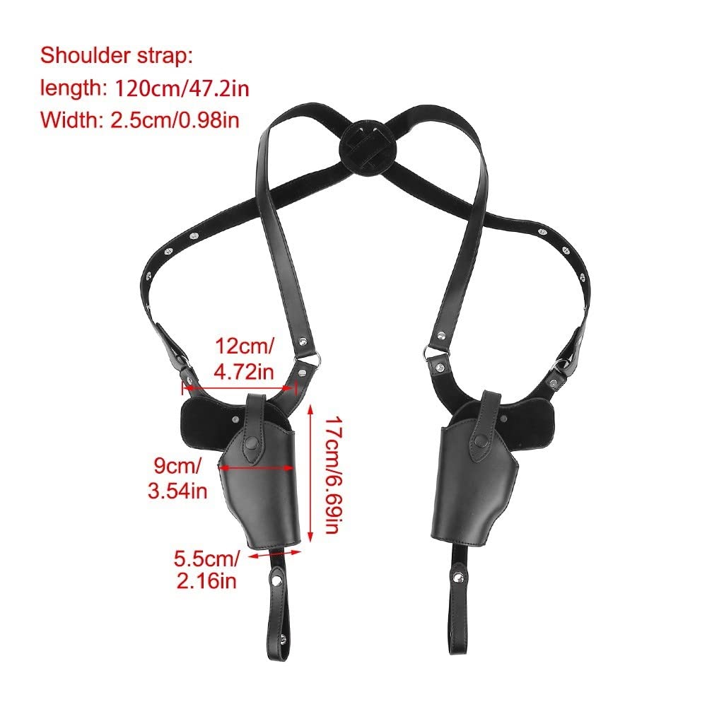 Funda de Hombro para Pistola, Funda Doble de Cuero para Pistola, Funda Doble Oculta para Uso Diario, para Pistolas 1911, 92, 96, G45, 43 y más (Negra, Correa de Hombro de 120 cm)