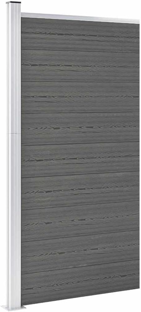 WPC Fence Panel 95x186 cm Grey, Durable Wood-Plastic Composite Garden Barrier for Privacy and Security, Outdoor Fencing for Yard, Expandable Privacy Fence
