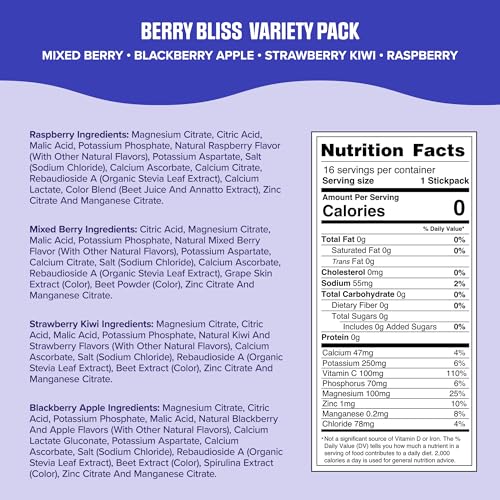 Image of Ultima Replenisher Berry Bliss Variety Electrolyte Packets, 20 Stickpacks | Daily Zero Sugar Powder Hydration Packets with 6 Key Electrolytes & Minerals - Sugar Free, Plant Based & Keto Friendly