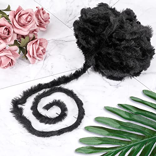 2Pack Pelote de laine à tricoter et à crocheter,100g Noir Boules de Fil, Très doux Pelote de laine imitation fourrure Fil ultra Doux Pour Métier à Tisser à La Main utilisé pour le tricot et le crochet