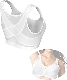 Secret Bra for Seniors Women's Full Coverage Front Closure Support Bra, Front Deduction Bra Posture Corrector (White,#L)
