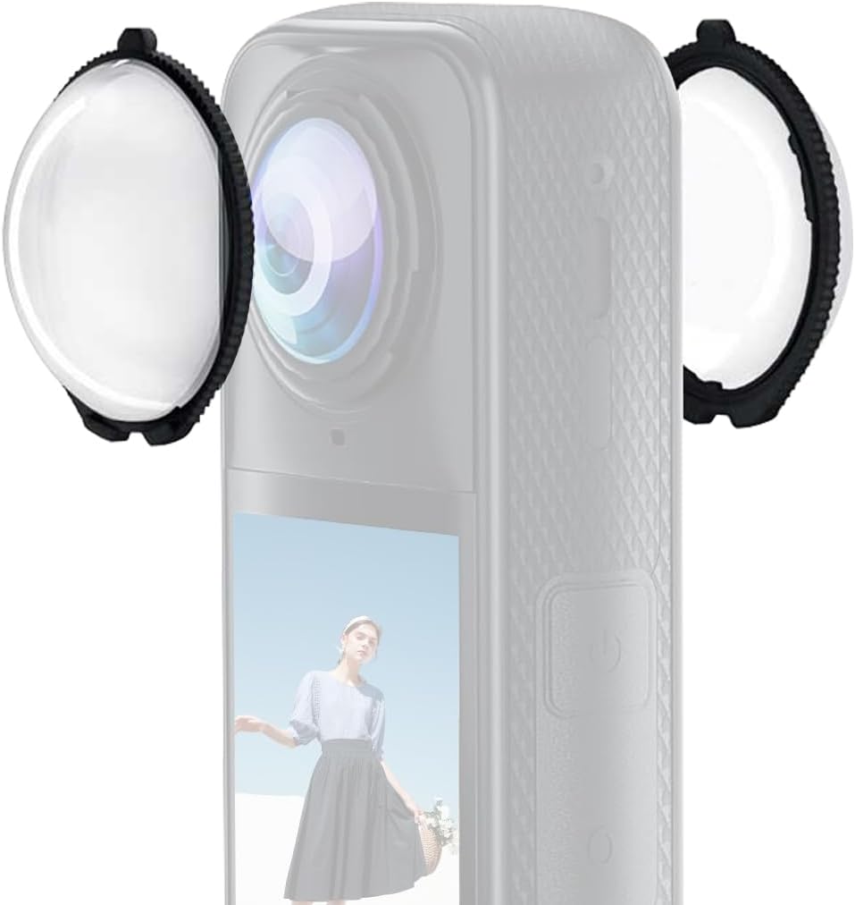 for DJI Osmo 360 Action Camera - 10H Hardness Optical Tempered Glass Lens Protector with AR Coating, Hydrophobic Layer, Anti-Scratch & Shockproof Cover (Black)