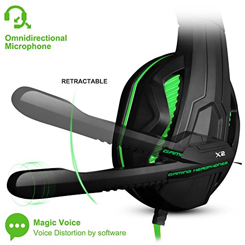 Gaming Headset,Dland 3.5Mm Wired Bass Stereo Noise Isolation Gaming Headphones With Mic For Laptop Computer, Cellphone, Ps4 And So On- Volume Control (Black And Green) #TOP2