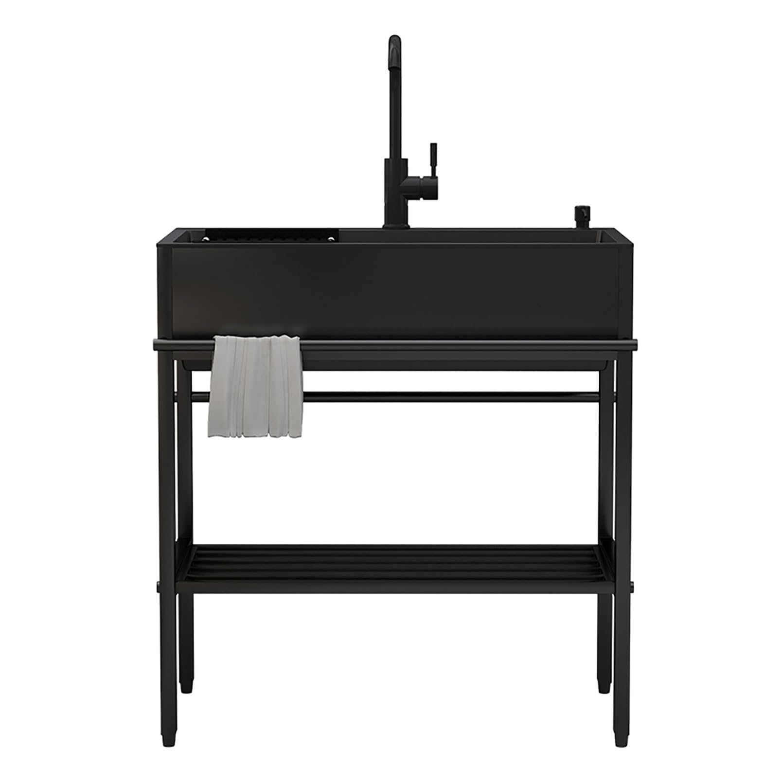 Évier utilitaire noir évier de cuisine à cuve unique en acier inoxydable de bar