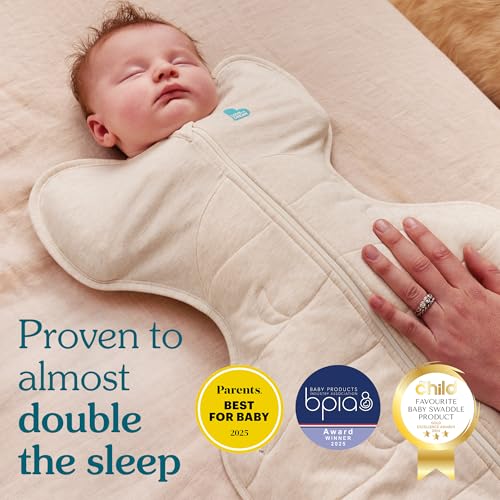 Image of Love to Dream Swaddle UP, Sleep Sack 0-3 Months, Self-Soothing, Improves Sleep, Snug Fit Helps Calm Startle Reflex, Baby Essentials Must Haves Newborn, 1.0 TOG, Small 8-13 lbs, Tan Houndstooth
