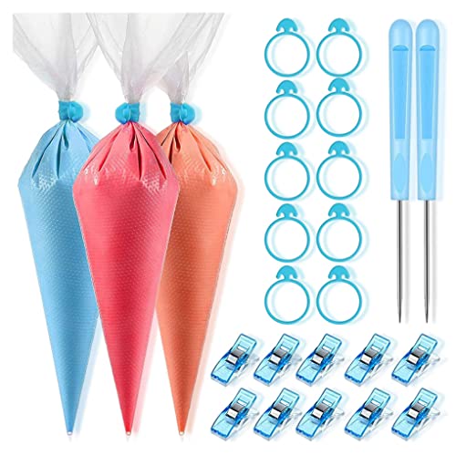 susiodeu 122 Pezzi sac à Pochette in Silicone Riutilizzabili Crema Pasticceria Strumenti per Decorare Torte Decorazione per Cupcakes Dessert Fondente