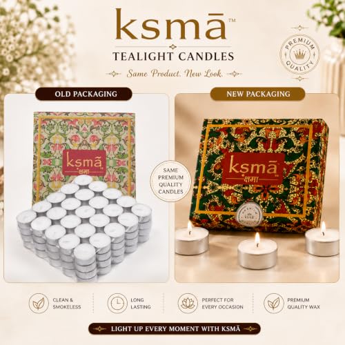 Image of Scented Tealight Candles, Basil Fragrance, Pack of 20, White Wax Tea Light Candles for Home Decor, Pooja, Diwali & Festivals