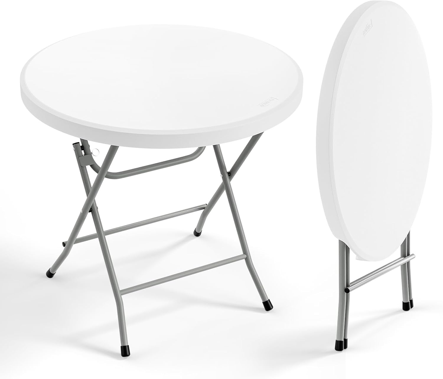 VINGLI 32" Round Folding Commercial Banquet Table, Portable Plastic Coffee Card Dining Table for Kitchen or Outdoor Party Wedding Event, 1 Pack, White | Folding, Commercial, Portable, Kitchen, Outdoor Party, Wedding Event