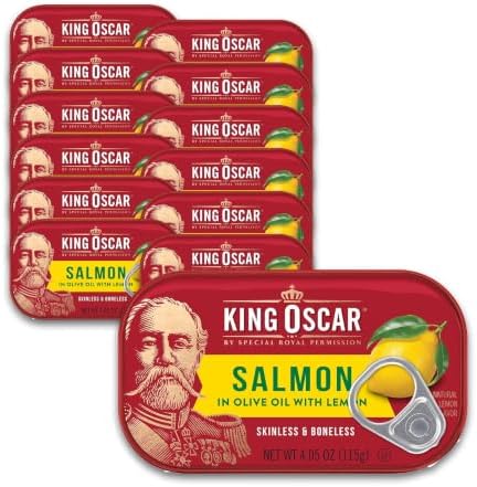 King Oscar Skinless & Boneless Salmon in Olive Oil Lemon, 4.05 oz, 12-Pk