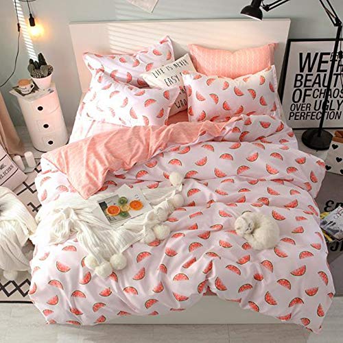 Chickwin Juego de Ropa de Cama 4 Piezas, Cama Matrimonial Poliéster Dormitorio Inicio, Funda de edredón*1pcs, Funda de Almohada*2pcs,Sábana*1pcs