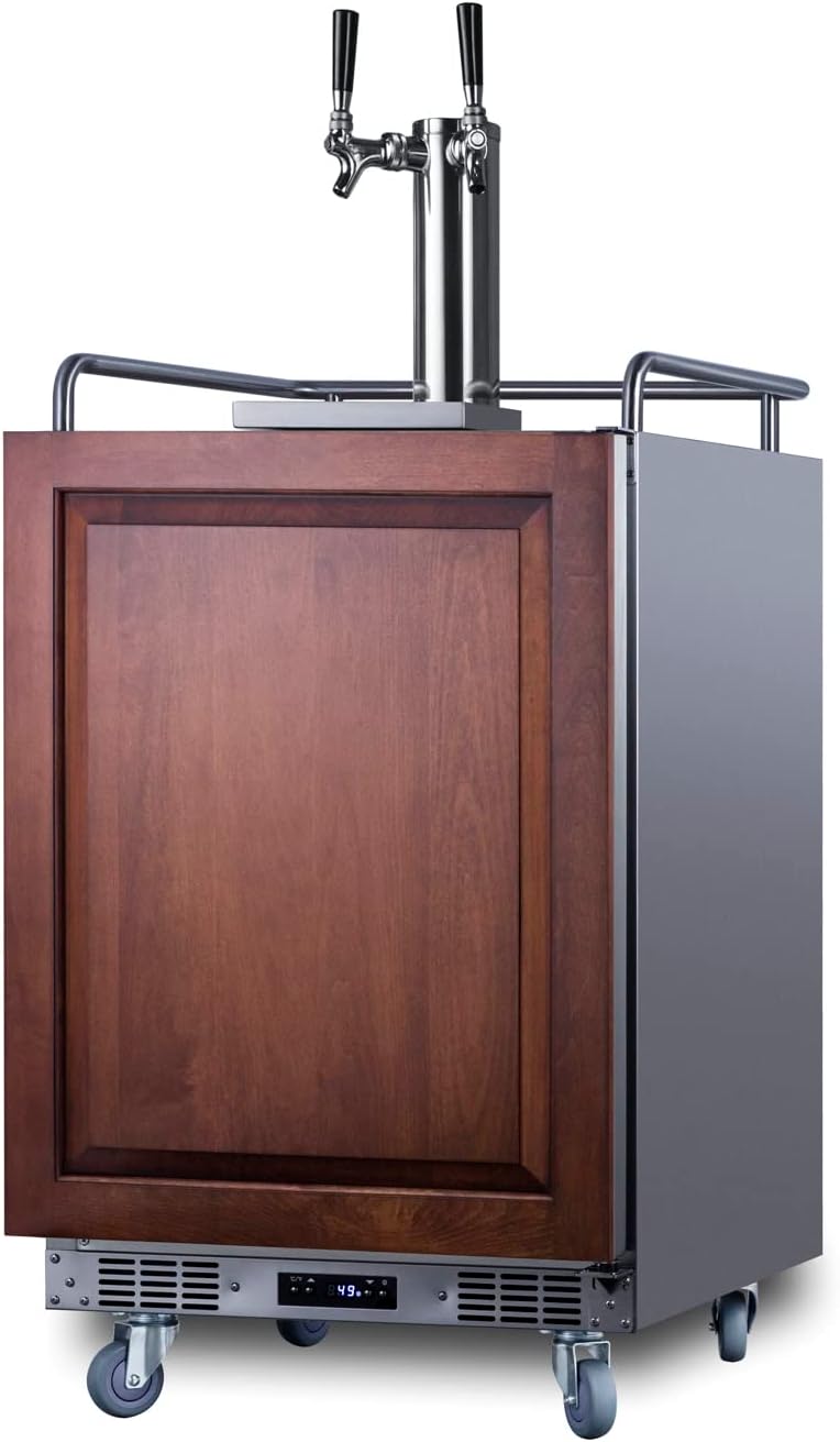 Summit Appliance SBC682PNRTWIN Panel Ready 24" Wide Built-in Kegerator, Panels Not Included, 5.6 cu.ft Capacity, Twin Tap System, Automatic Defrost, Digital Thermostat, Memory IC Function