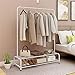 JURMERRY Portant Penderie à vêtements Tringle Meuble Métal Porte-Manteau étagère pour Chaussures Rangement,Blanc