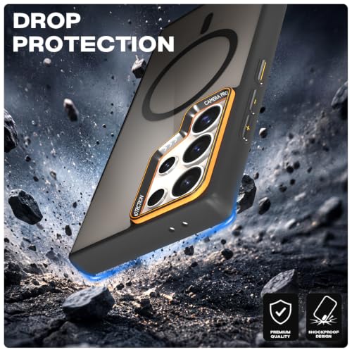 Image of Pikkme Back Cover for Samsung Galaxy S24 Ultra 5G | Shockproof | Mag-Safe Compatible | Hard Transparent Back | Premium Raised Camera Protection | Bumper Case (Black Mag-Safe)