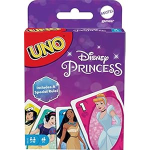 Mattel Games UNO Disney Princesses Card Game for Kids & Family Nights, Themed Deck & Special Rule for 2 to 10 Players