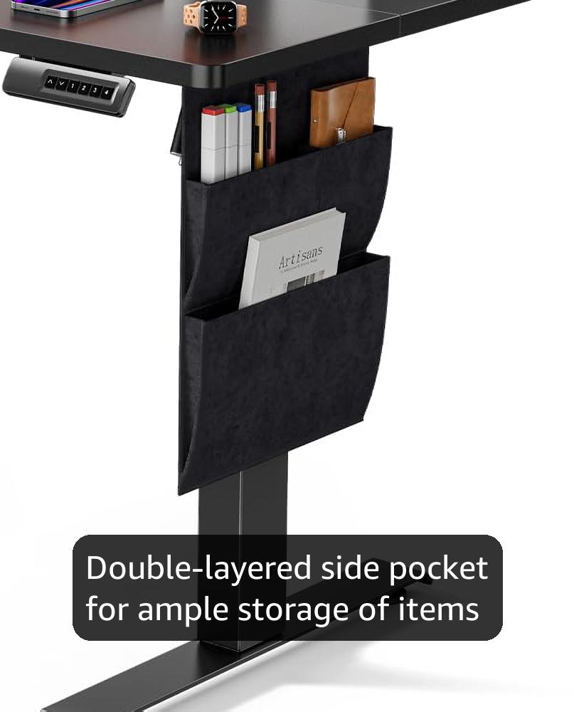 Marsail 48 x 24 inch Electric Standing Desk with Ergonomic Keyboard Tray, Adjustable Height Desk with 27.5” to 46.7” Height Range, 4 Memory Presets, Smooth and Quiet Lifting, Black