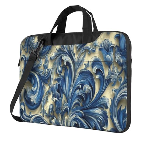 Housse ordinateur 15,6 pouces au motif floral bleu idéal au bureau et à l'université