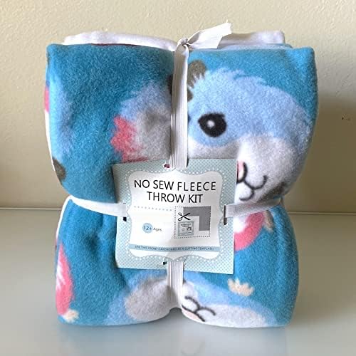 Guinea Pigs Blue Premium Anti-Pill No-Sew Throw Fleece Fabric Kit (72x60)
